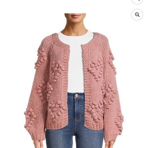 Elegant Pink Knit Cardigan